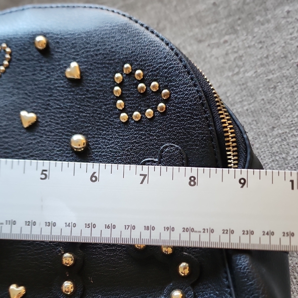 Love Moschino Black Studded Heart Backpack Gold Hardware Mini Bag OS - Picture 12 of 15